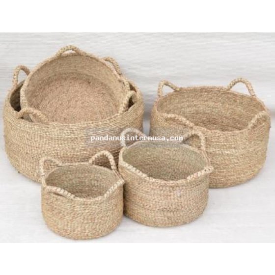 Mendong round basket set of 5 handicraft