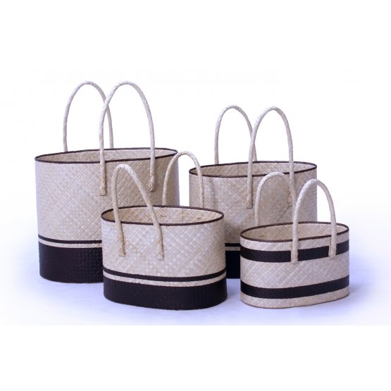 Pandanus oval basket set of 4 handicraft