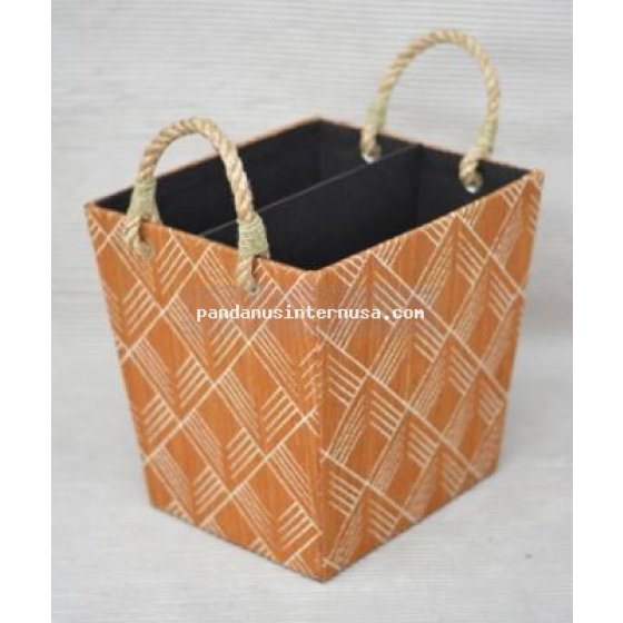Waterhyacinth magazine basket rope handle handicraft