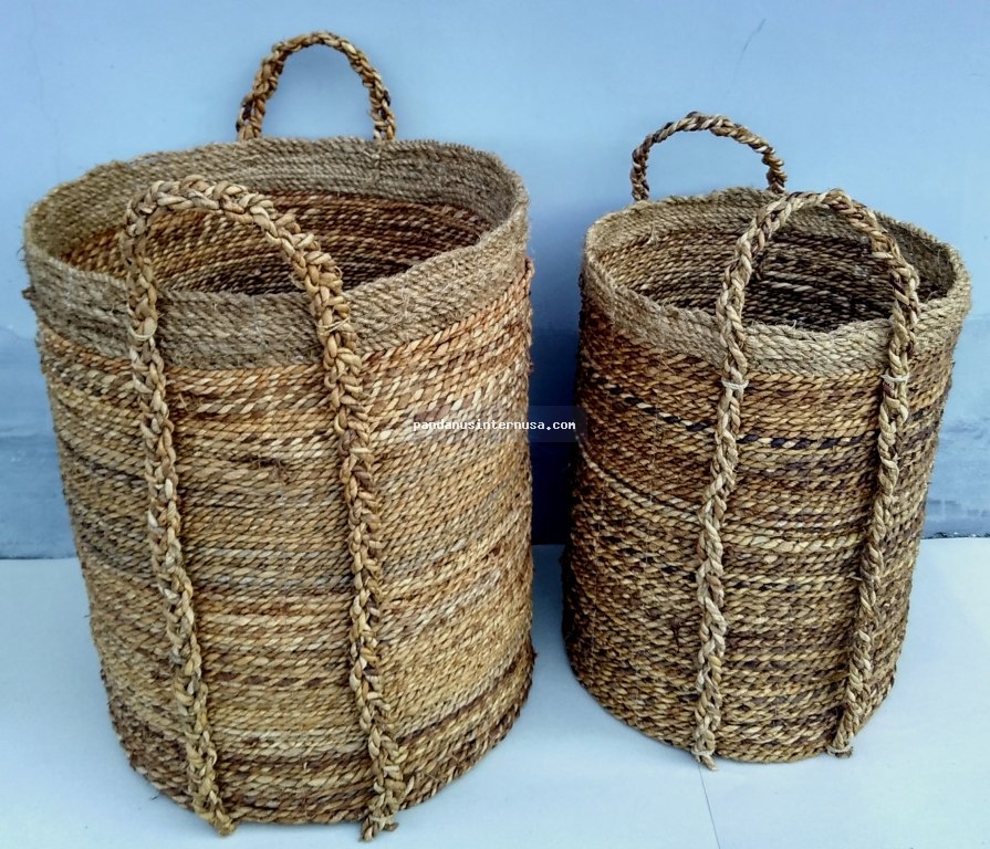 Banana rope round basket set of 2 handicraft