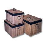 Lidi Rect. Box with Metal Handle set of 3 handicraft