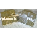 Pandanus square metallic coaster handicraft