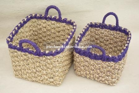 Seagrass square basket set of 2 handicraft