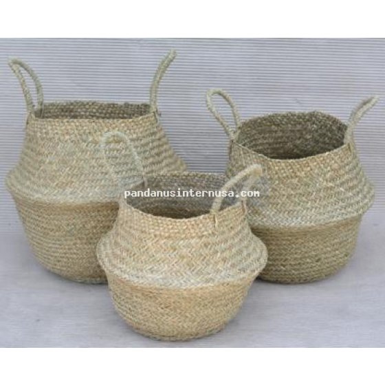 handicraft Mendong round folded basket set of 3