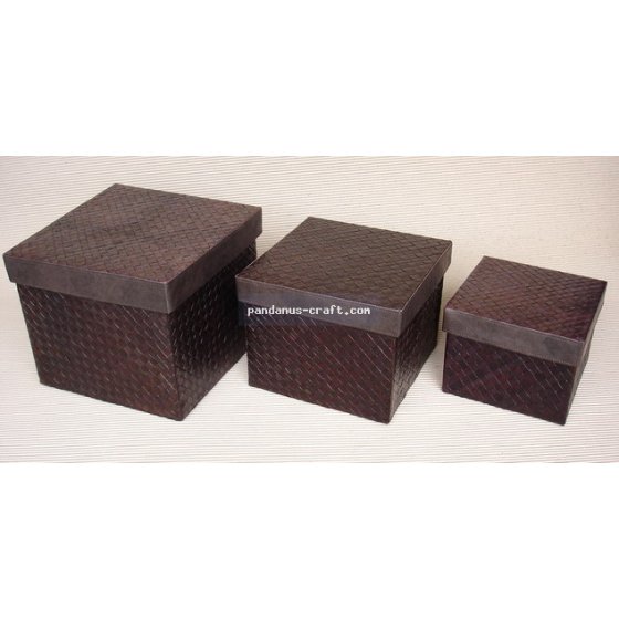 Pandanus Square Box set of 3 handicraft