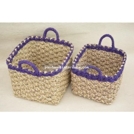 Seagrass square basket set of 2 handicraft