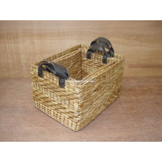 Waterhyacinth Basket with Vinyl Handle set of 3 handicraft