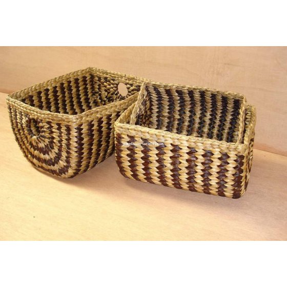 Waterhyacinth Oval Basket set of 3 Zebra Motive handicraft