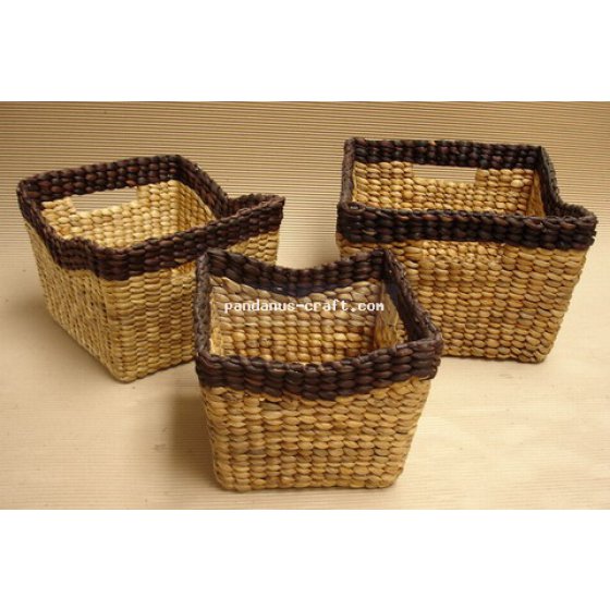 Waterhyacinth Square Tapered Basket set of 3 handicraft